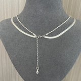 Effortless Layers Silver Double Chain Necklace GEMBEA jewelry