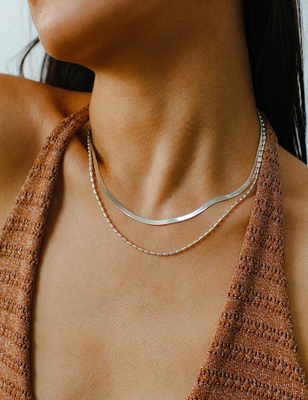 Effortless Layers Silver Double Chain Necklace GEMBEA jewelry