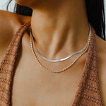 Effortless Layers Silver Double Chain Necklace GEMBEA jewelry