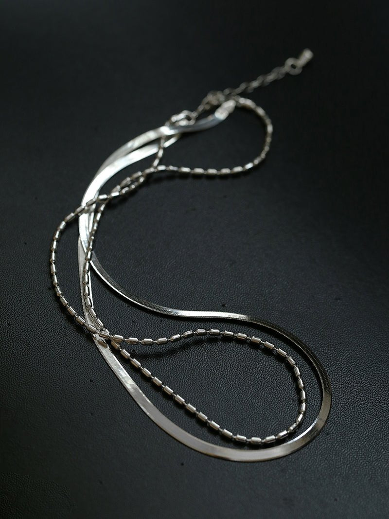 Effortless Layers Silver Double Chain Necklace GEMBEA jewelry