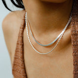 Effortless Layers Silver Double Chain Necklace GEMBEA jewelry