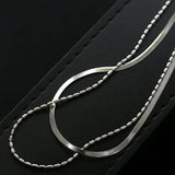 Effortless Layers Silver Double Chain Necklace GEMBEA jewelry