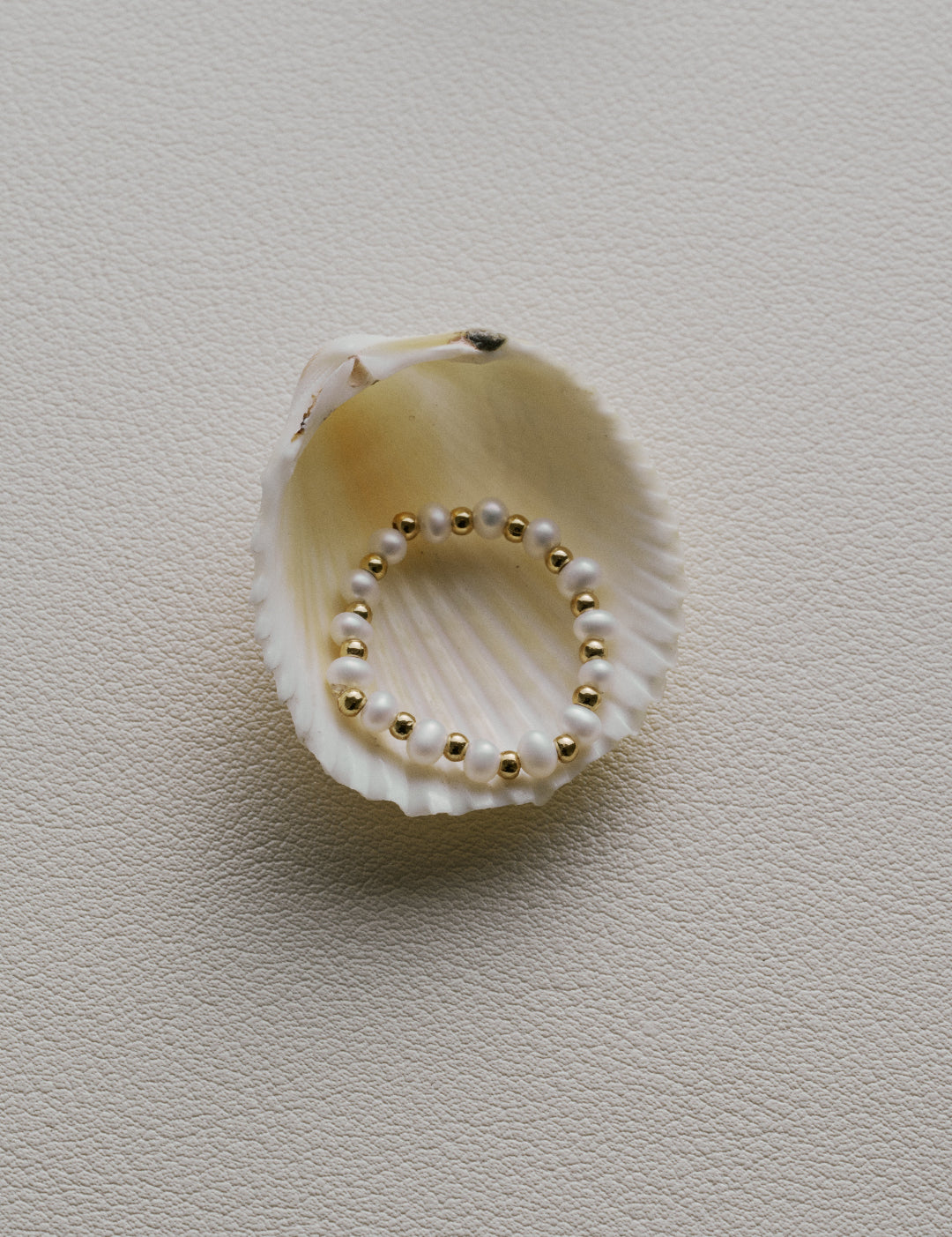Elastic Gold Bean Freshwater Pearl Ring-D gembea jewelry