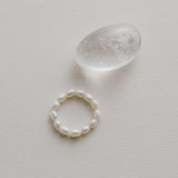 Elastic Irregular Rice Pearl Ring-A gembea jewelry