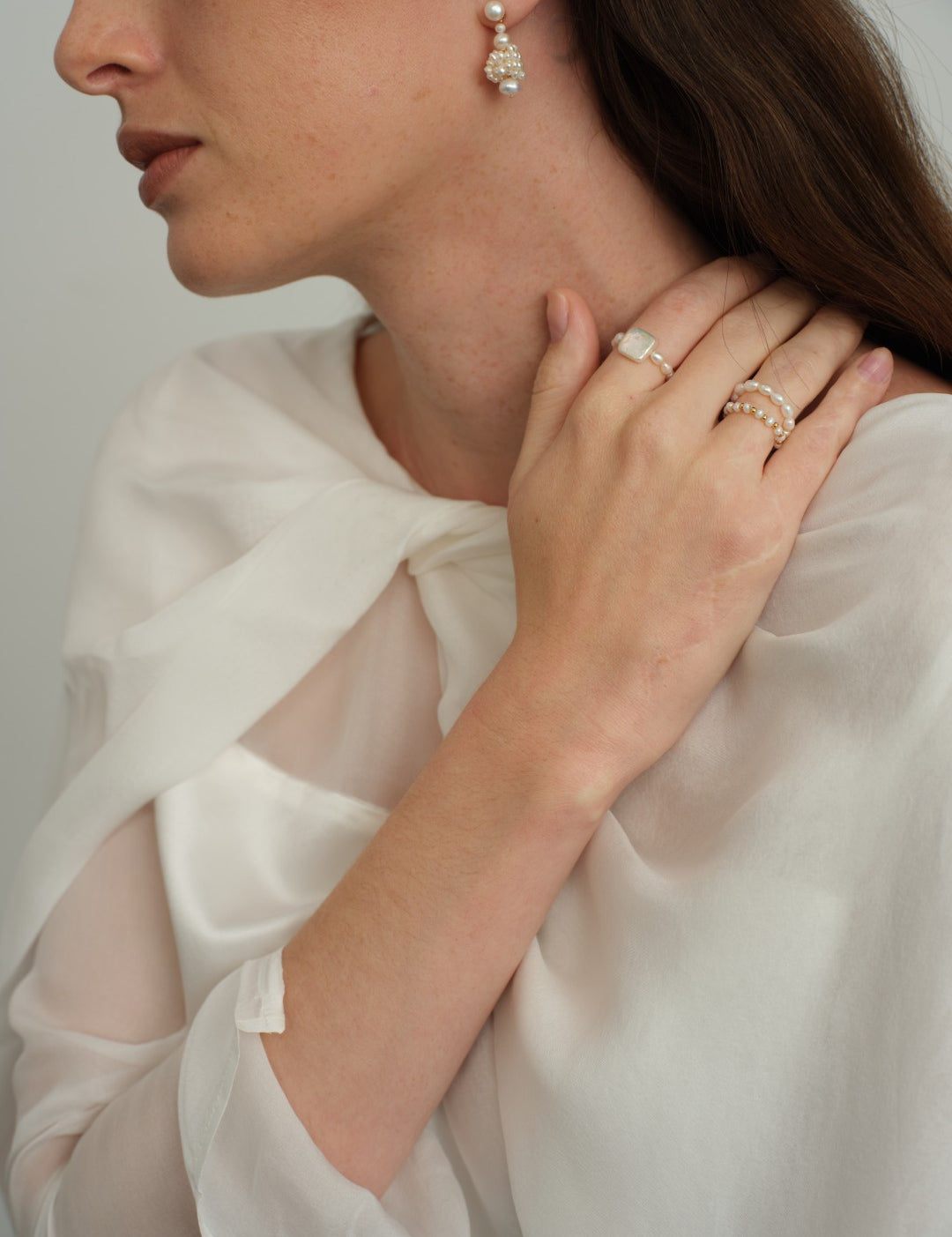 Elastic Irregular Rice Pearl Ring gembea jewelry