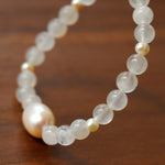 Elegant Pearl Moonstone Amethyst Bead Stretch Bracelet gembea jewelry
