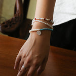 Elegant Pearl Moonstone Amethyst Bead Stretch Bracelet gembea jewelry