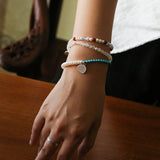Elegant Pearl Moonstone Amethyst Bead Stretch Bracelet gembea jewelry