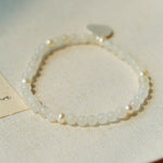 Elegant Pearl Moonstone Amethyst Bead Stretch Bracelet gembea jewelry