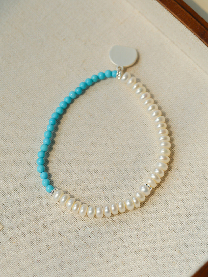 Elegant Pearl Moonstone Amethyst Bead Stretch Bracelet gembea jewelry