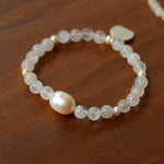Elegant Pearl Moonstone Amethyst Bead Stretch Bracelet gembea jewelry