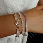 Elegant Pearl Moonstone Amethyst Bead Stretch Bracelet gembea jewelry