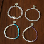 Elegant Pearl Moonstone Amethyst Bead Stretch Bracelet gembea jewelry
