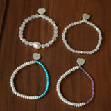 Elegant Pearl Moonstone Amethyst Bead Stretch Bracelet gembea jewelry