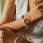 Elegant Pearl Moonstone Amethyst Bead Stretch Bracelet gembea jewelry