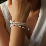 Elegant Pearl Moonstone Amethyst Bead Stretch Bracelet gembea jewelry