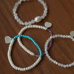 Elegant Pearl Moonstone Amethyst Bead Stretch Bracelet gembea jewelry