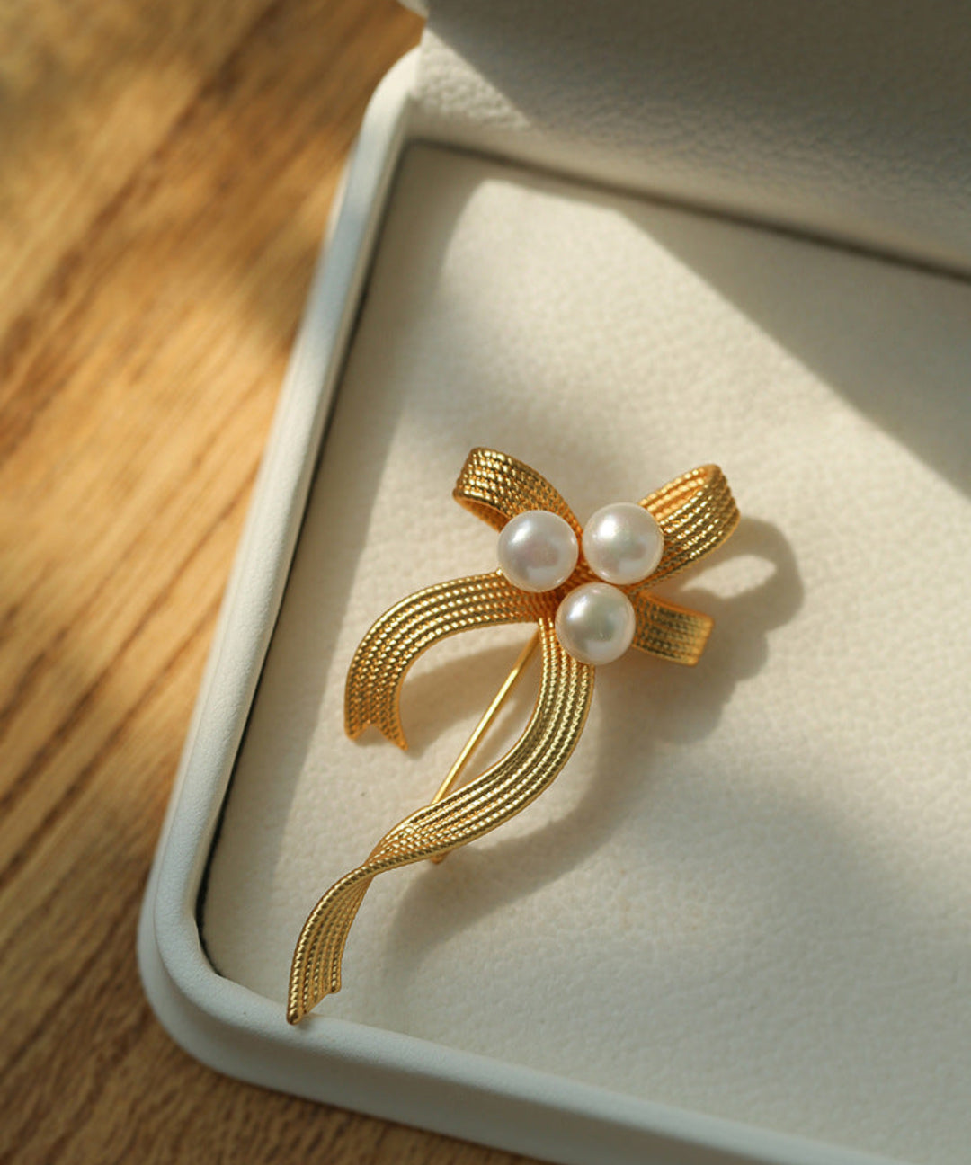 Elegant Bow Freshwater Pearl Brooch gembea jewelry