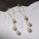 Elegant Gold Wire Pearl Earrings Gembea jewelry