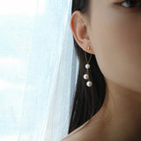 Elegant Gold Wire Pearl Earrings Gembea jewelry