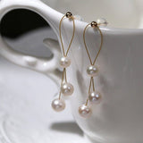 Elegant Gold Wire Pearl Earrings Gembea jewelry