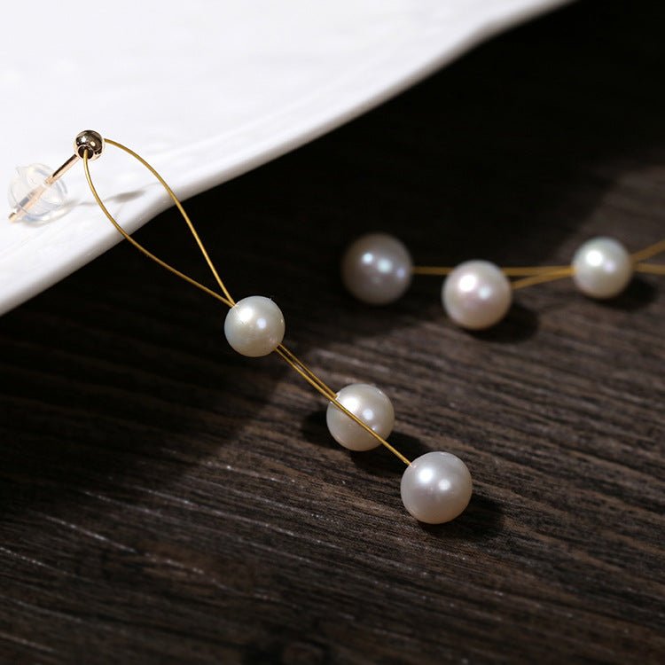Elegant Gold Wire Pearl Earrings Gembea jewelry