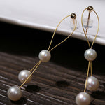 Elegant Gold Wire Pearl Earrings Gembea jewelry