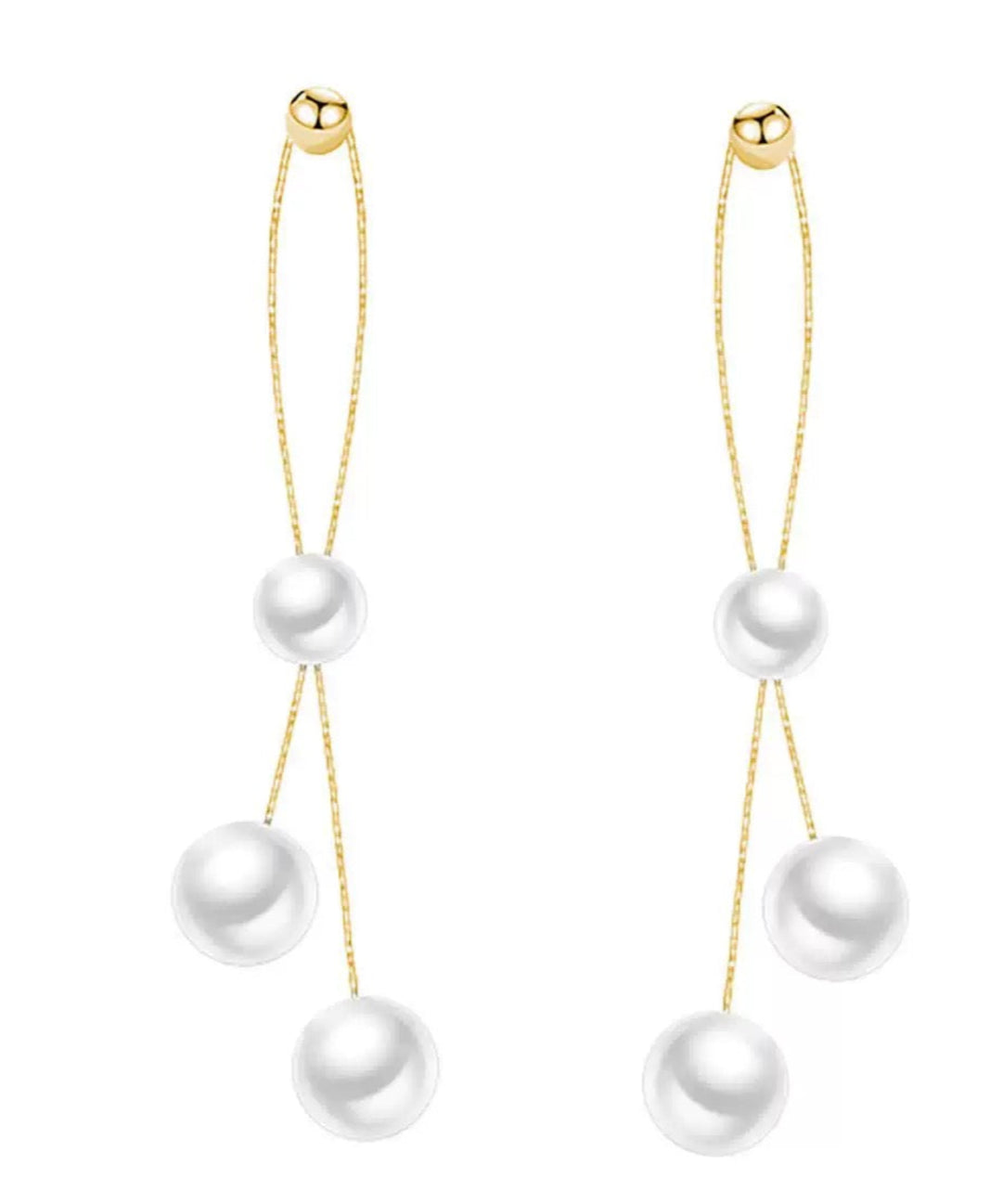 Elegant Gold Wire Pearl Earrings gembea jewelry