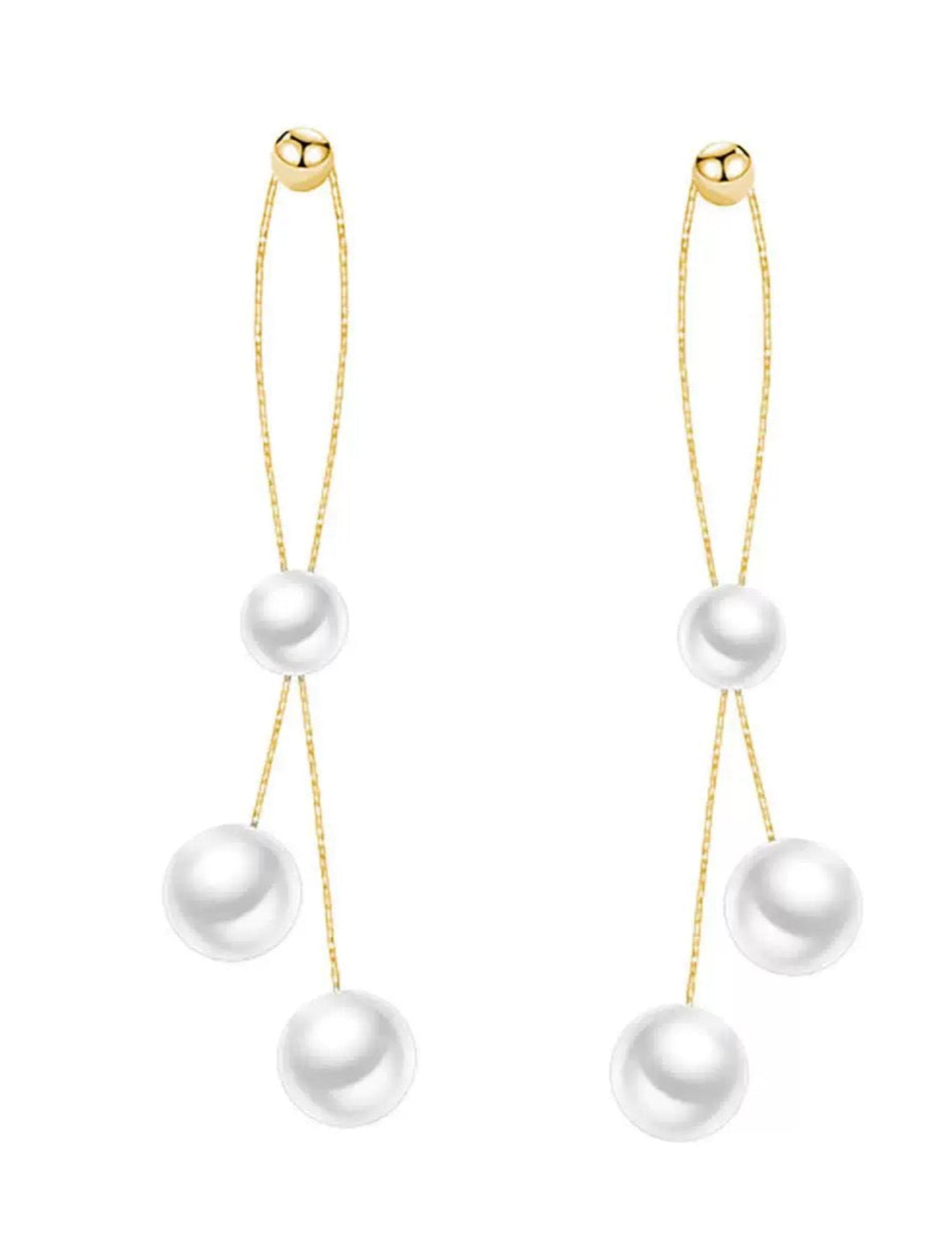 Elegant Gold Wire Pearl Earrings gembea jewelry