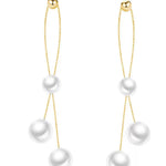 Elegant Gold Wire Pearl Earrings gembea jewelry