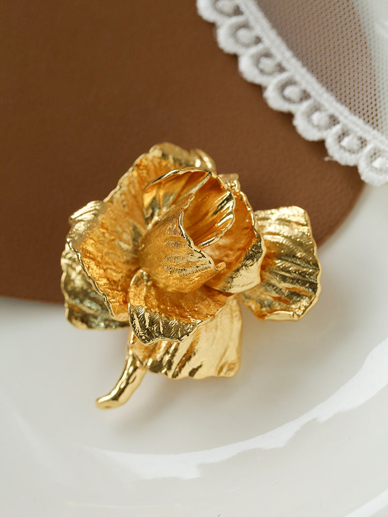 Elegant Golden Rose Brooch gembea jewelry