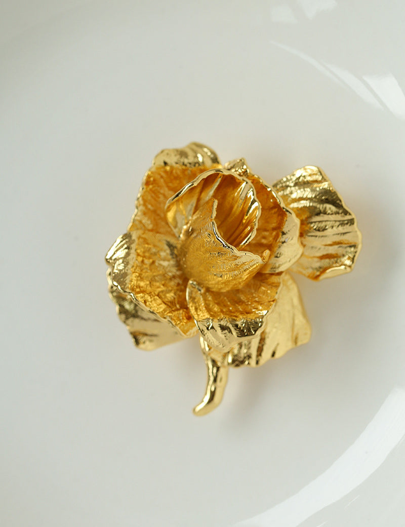 Elegant Golden Rose Brooch gembea jewelry