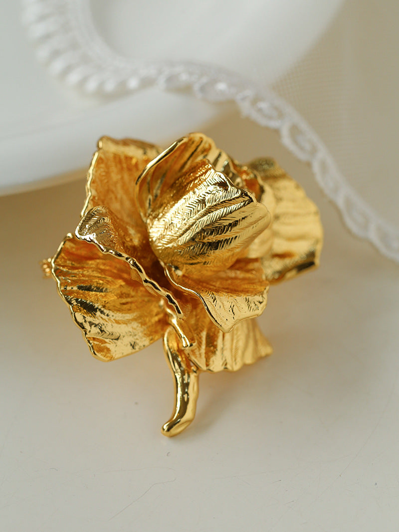 Elegant Golden Rose Brooch gembea jewelry