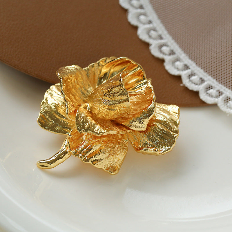Elegant Golden Rose Brooch gembea jewelry