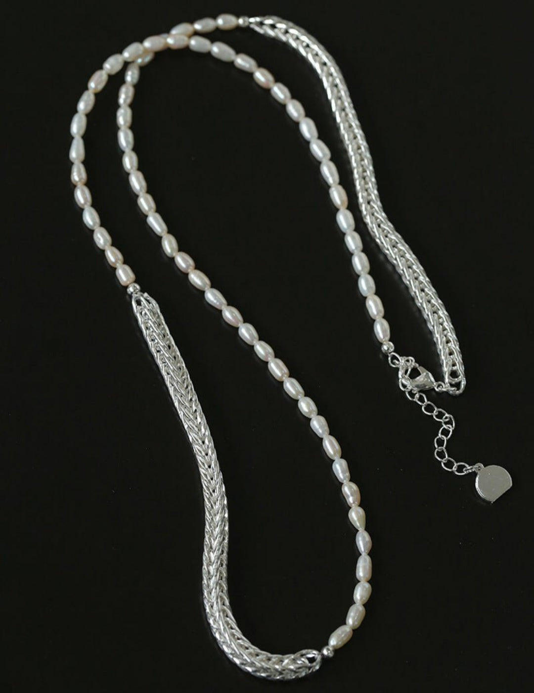 Elegant Long Chunky Chain Splicing Pearl Necklace gembea jewelry