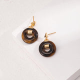 Elegant Round Spotted Tiger Eye Earrings - Gembea Jewelry