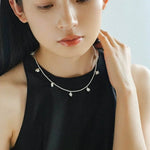 Elegant Silver Beads Pearl Pendant Necklace gembea jewelry