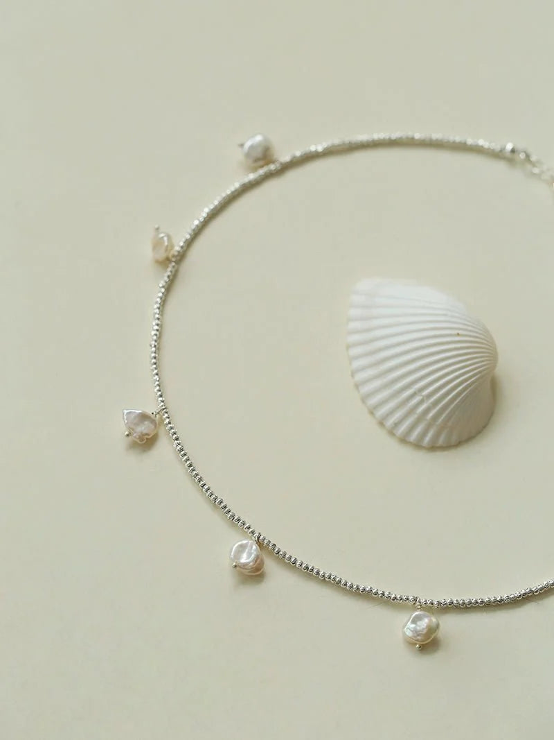 Elegant Silver Beads Pearl Pendant Necklace gembea jewelry