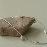 Elegant Silver Beads Pearl Pendant Necklace gembea jewelry