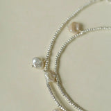 Elegant Silver Beads Pearl Pendant Necklace gembea jewelry