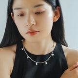 Elegant Silver Beads Pearl Pendant Necklace gembea jewelry