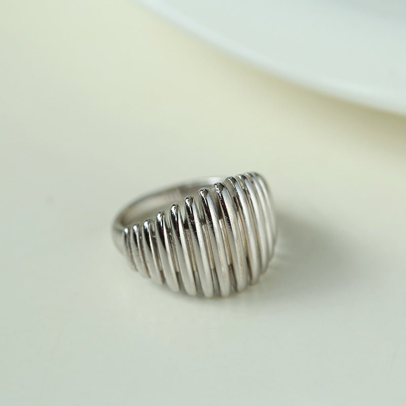Elegant Vertical Stripe Gold Silver Ring gembea jewelry