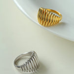 Elegant Vertical Stripe Gold Silver Ring gembea jewelry