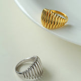Elegant Vertical Stripe Gold Silver Ring gembea jewelry
