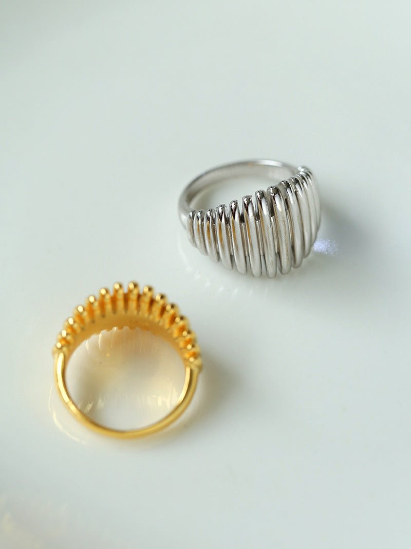Elegant Vertical Stripe Gold Silver Ring gembea jewelry