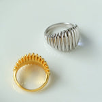 Elegant Vertical Stripe Gold Silver Ring gembea jewelry
