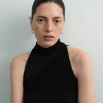 Ellipse Semi-round Mini Hoop Earrings-Silver gembea jewelry