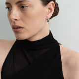 Ellipse Semi-round Mini Hoop Earrings-Silver gembea jewelry