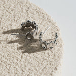 Ellipse Semi-round Mini Hoop Earrings-Silver gembea jewelry