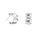 Ellipse Semi-round Mini Hoop Earrings-Silver gembea jewelry